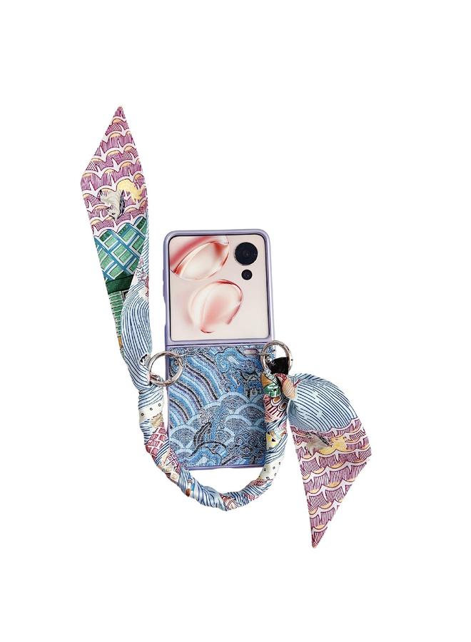 اس-توب جراب لهاتف Honor Magic V Flip بتطريز سحابي مناسب مع وشاح/سوار - Image 1