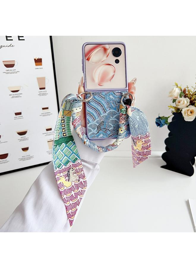 اس-توب جراب لهاتف Honor Magic V Flip بتطريز سحابي مناسب مع وشاح/سوار - Image 2