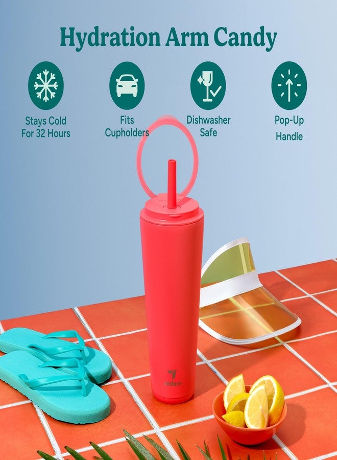 REDUCE Halo 32 oz Stainless Steel Vacuum Insulated Tumbler - Spill Proof Travel Mug with Flip Handle Lid - Keeps Drinks Cold for 32 Hrs - Dishwasher Safe - Cupholder Friendly - Daquiri - Image 2