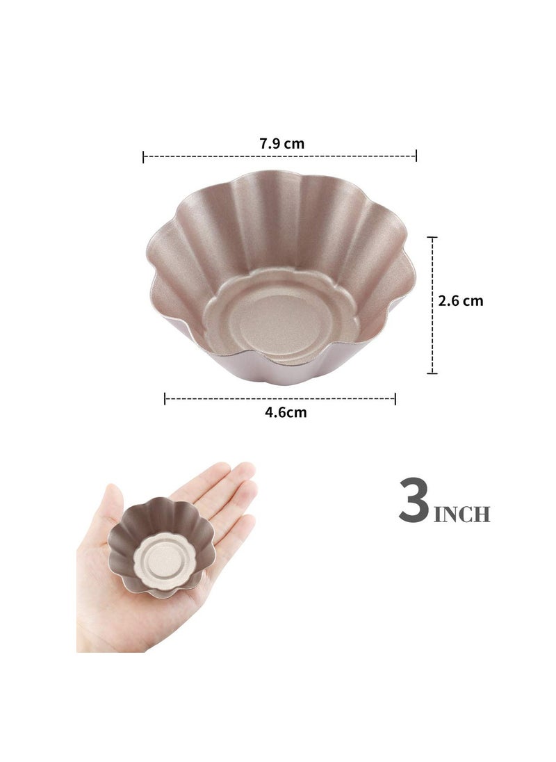SYOSI Mini Pudding Pan Set, 4 Pcs 3 inch Nonstick Fluted Tube Cake Pan, Non-Stick Egg Tart Mold, Mini Oven Baking Mold, Flower-shaped Pie Bread and Cake Pan Bakeware, for Oven and Instant Pot Baking  - Image 5