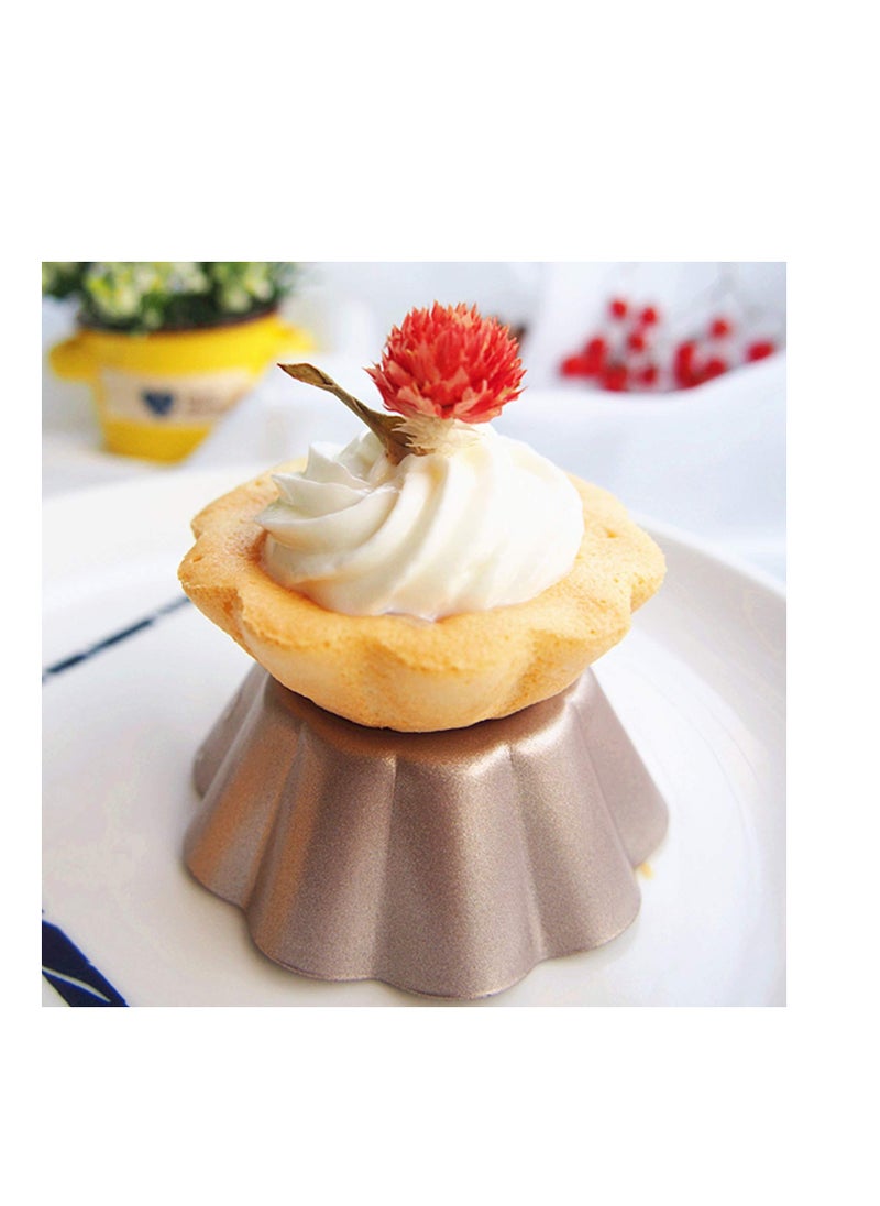 SYOSI Mini Pudding Pan Set, 4 Pcs 3 inch Nonstick Fluted Tube Cake Pan, Non-Stick Egg Tart Mold, Mini Oven Baking Mold, Flower-shaped Pie Bread and Cake Pan Bakeware, for Oven and Instant Pot Baking  - Image 4