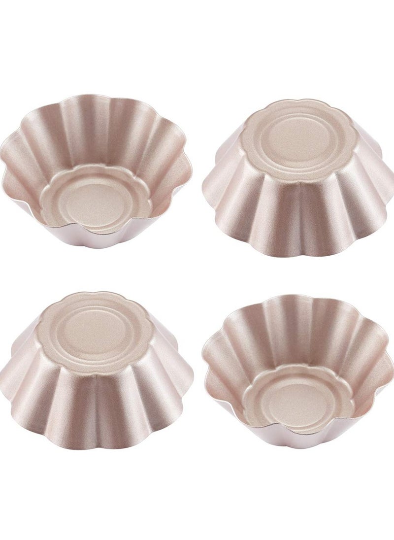 SYOSI Mini Pudding Pan Set, 4 Pcs 3 inch Nonstick Fluted Tube Cake Pan, Non-Stick Egg Tart Mold, Mini Oven Baking Mold, Flower-shaped Pie Bread and Cake Pan Bakeware, for Oven and Instant Pot Baking  - Image 1