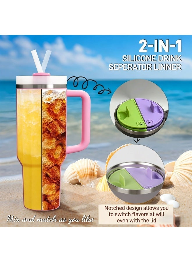2-in-1 Drink Separator for Stanley Cup 40 oz, Silicone Liner Divider for Dual-Sided Drink, Reusable Liner Separator Compatible with 40 oz Tumbler - Image 2