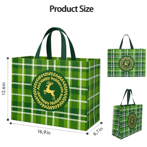 habgp 8 Pack Extra Large Christmas Gift Bags Reusable Tote Bags with Handle 169 x 126 x 67 NonWoven Christmas Gift Bags for Wrapping Shopping Gifts Holiday Xmas Party Gifts Favors - Image 3