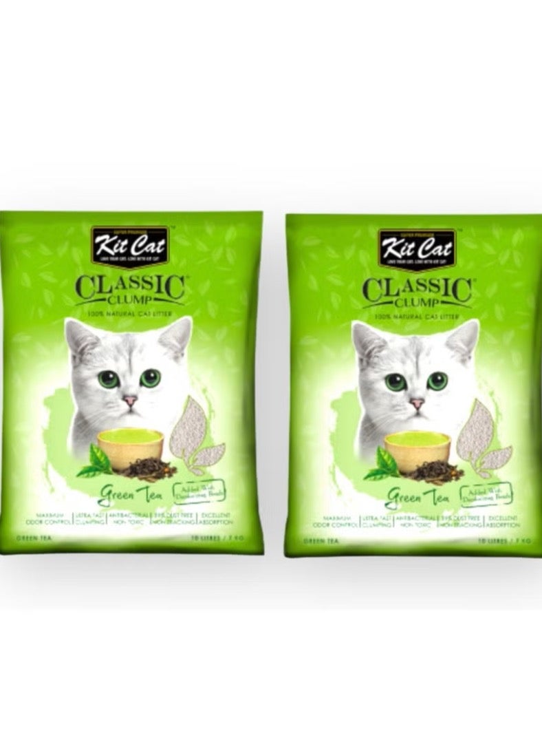 Kit Cat Sand Classic Scented Green Tea 10L 2 Pieces