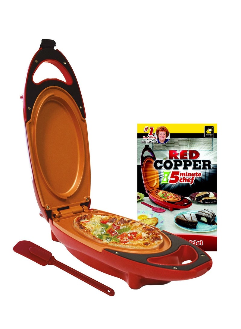 Red Copper 5 Minute Chef Omelette Pan Non Stick Omlette Maker Egg Cooker That Will Cook Paninis Pancakes Your Favourite Meals in 5 Minutes or Less Easy Clean Grill Plate - Image 1