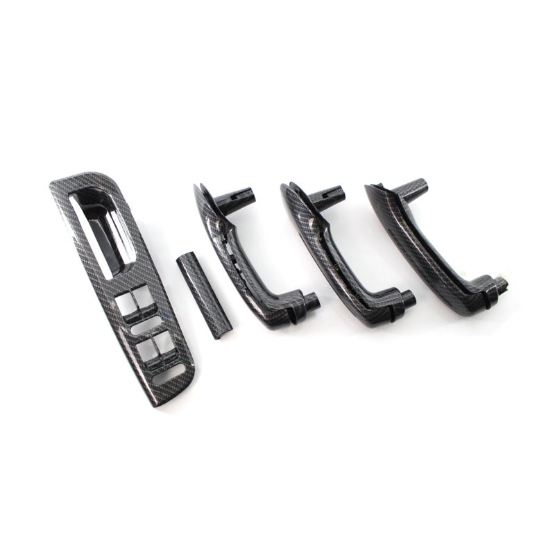 Master Window Switch Trim Bezel: Carbon Grain, High-Quality ABS, Bolt-On Design - Perfect Fit Control Panel + 3 Interior Door Grab Handle Set for Driver Side & Car Interior - Image 5