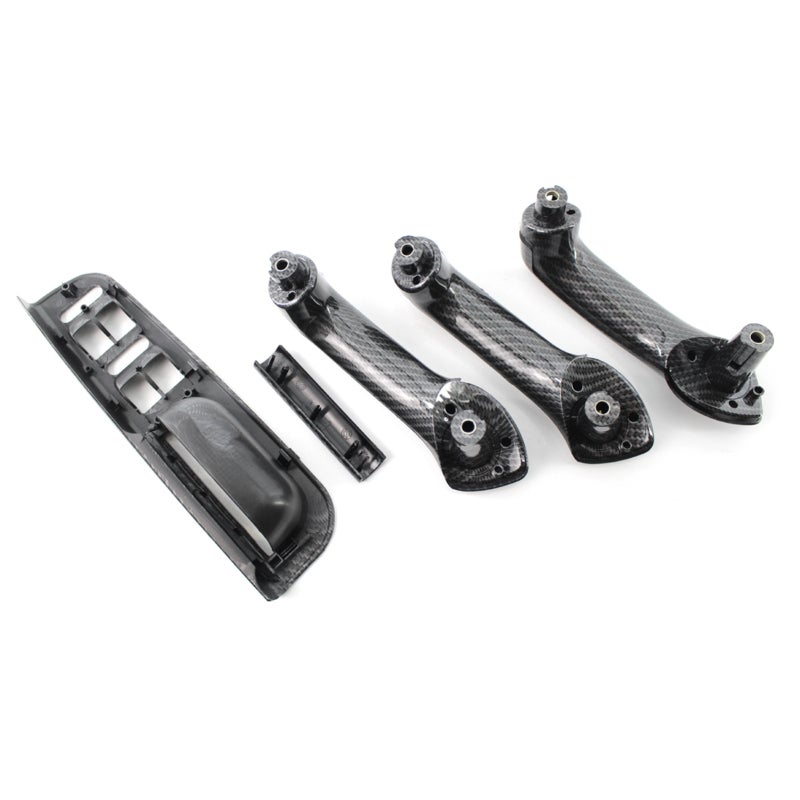 Master Window Switch Trim Bezel: Carbon Grain, High-Quality ABS, Bolt-On Design - Perfect Fit Control Panel + 3 Interior Door Grab Handle Set for Driver Side & Car Interior - Image 2