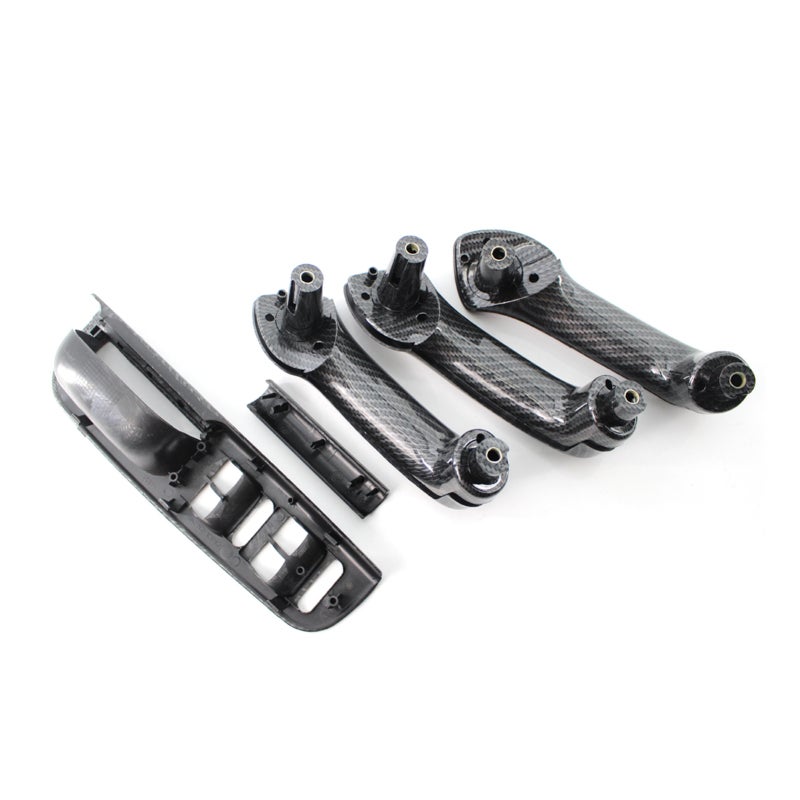 Master Window Switch Trim Bezel: Carbon Grain, High-Quality ABS, Bolt-On Design - Perfect Fit Control Panel + 3 Interior Door Grab Handle Set for Driver Side & Car Interior - Image 3