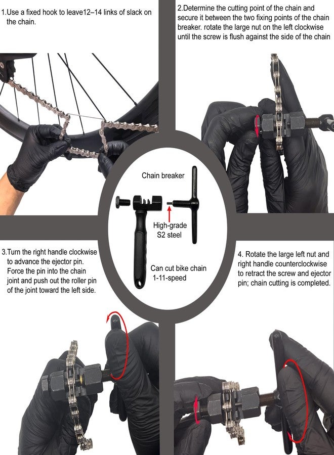 CUEQQY Bike Chain Kit 6/7/8 Speed 126 Links, Bike Chain Tool & Bicycle Bell, Chain Bike Replacement Kit for Hub Motor E-Bike, Mountain & Road Bikes - Image 4