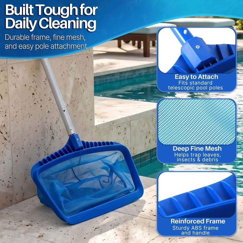 Flexzion 20" Pool Net Skimmer - Leaf Rake for Swimming Pool with Fine Mesh Net Catcher 15" Deep - Heavy Duty Pool Skimmer Net Replacement for Standard Pole Pool Cleaning Equipment - Image 4