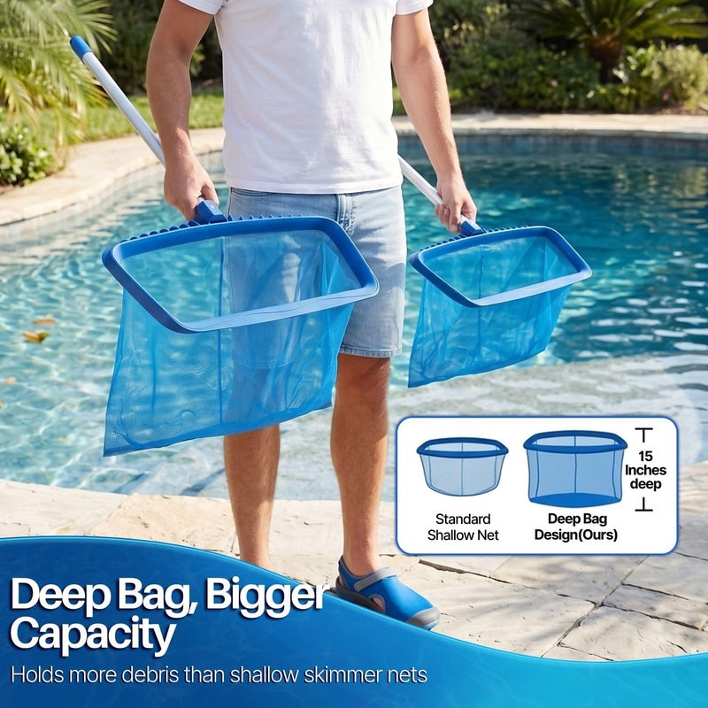 Flexzion 20" Pool Net Skimmer - Leaf Rake for Swimming Pool with Fine Mesh Net Catcher 15" Deep - Heavy Duty Pool Skimmer Net Replacement for Standard Pole Pool Cleaning Equipment - Image 5