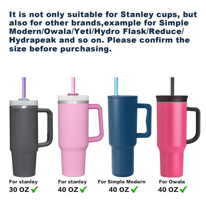 Beonsky Replacement Straw for Stanley Cup 40 oz 30 oz 64 oz Tumbler, 10 Pack Long Reusable Color Straws with Cleaning Brush, Dishwasher Safe, Plastic Straws for stanley cup accessories - Image 3