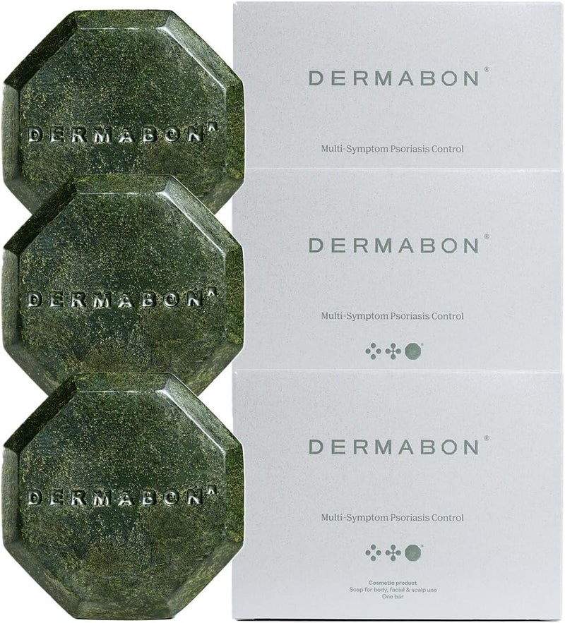 Dermabon 2% Coal Tar Psoriasis Body Wash & Eczema Bar Soap (3 Pack) | Control and Relieve Psoriasis, Eczema, Dermatitis, and Dandruff | Active Ingredient Coal Tar Body Wash