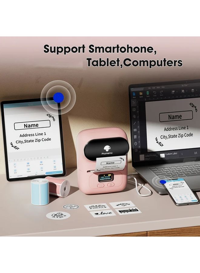 Pink Label Maker Printer With 3 Roll Labels And Case For Home Business - Image 4