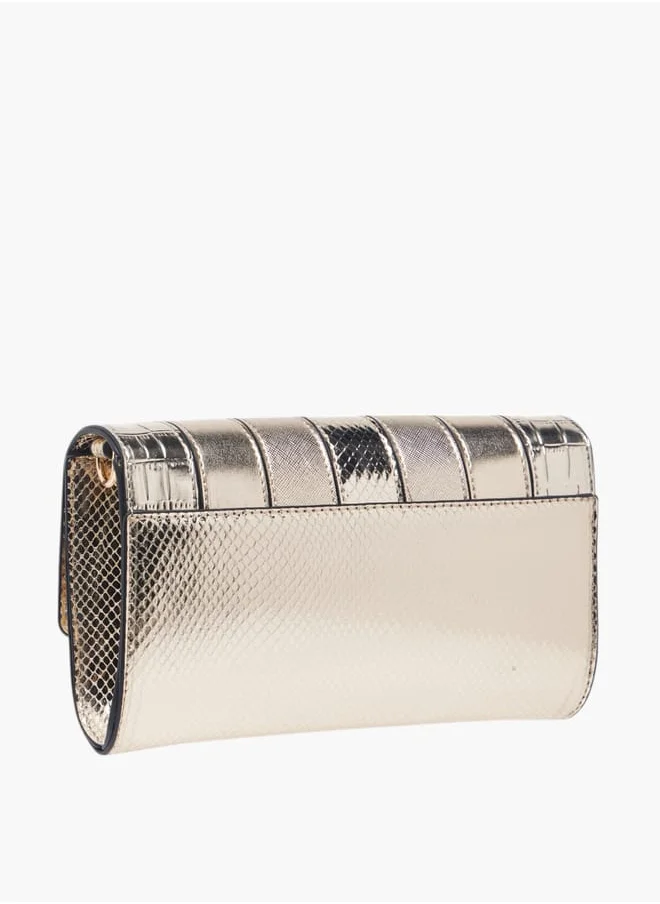 Celeste Women's Textured Crossbody Bag with Button Closure and Chain Strap Ramadan Collection
