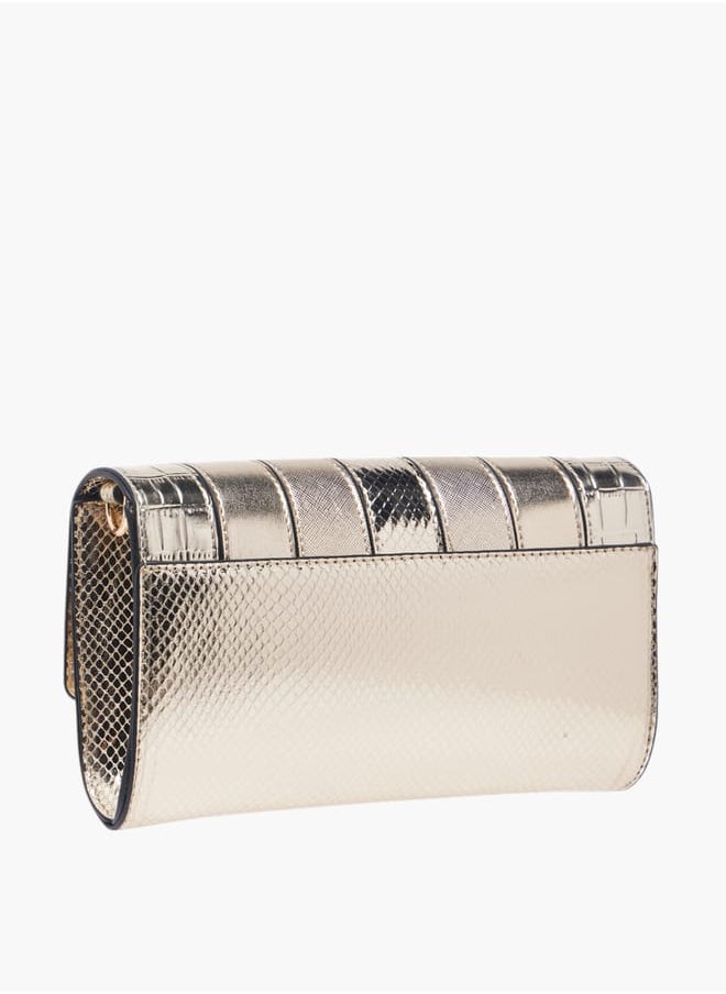 Celeste Women's Textured Crossbody Bag with Button Closure and Chain Strap  - Image 3