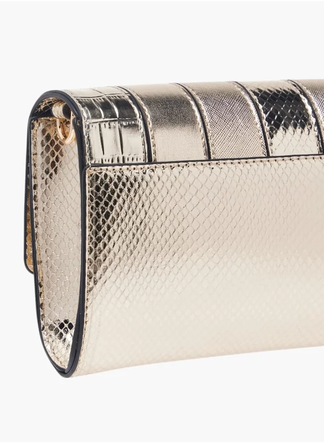 Celeste Women's Textured Crossbody Bag with Button Closure and Chain Strap Ramadan Collection