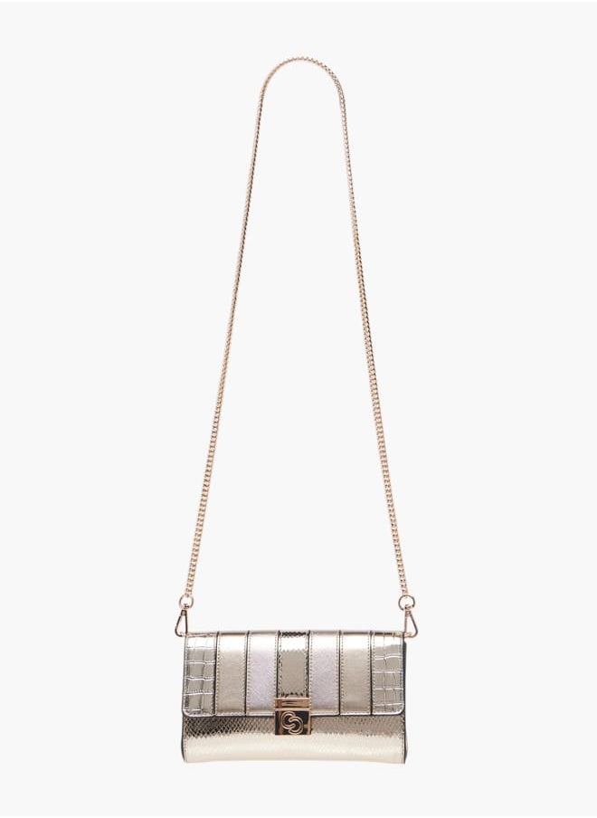 Celeste Women's Textured Crossbody Bag with Button Closure and Chain Strap  - Image 2