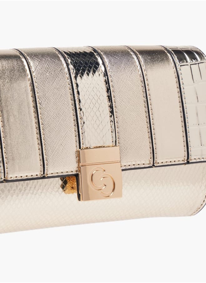 Celeste Women's Textured Crossbody Bag with Button Closure and Chain Strap  - Image 4