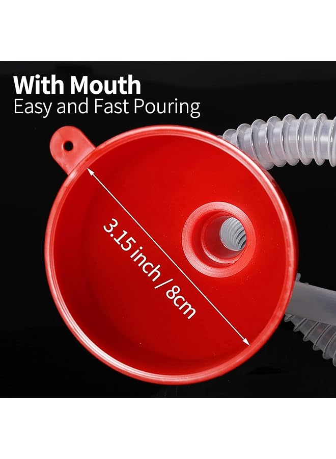 SYOSI Fuel Funnel, 2 Pcs, Red, Plastic, 8Cm Wide Mouth, 10.5Cm Height, 50Cm Hose, For Car, Motorcycle, Truck, Boat Fuel, Oil, Water, Diesel, Gasoline, Kerosene, Coolant - Image 3
