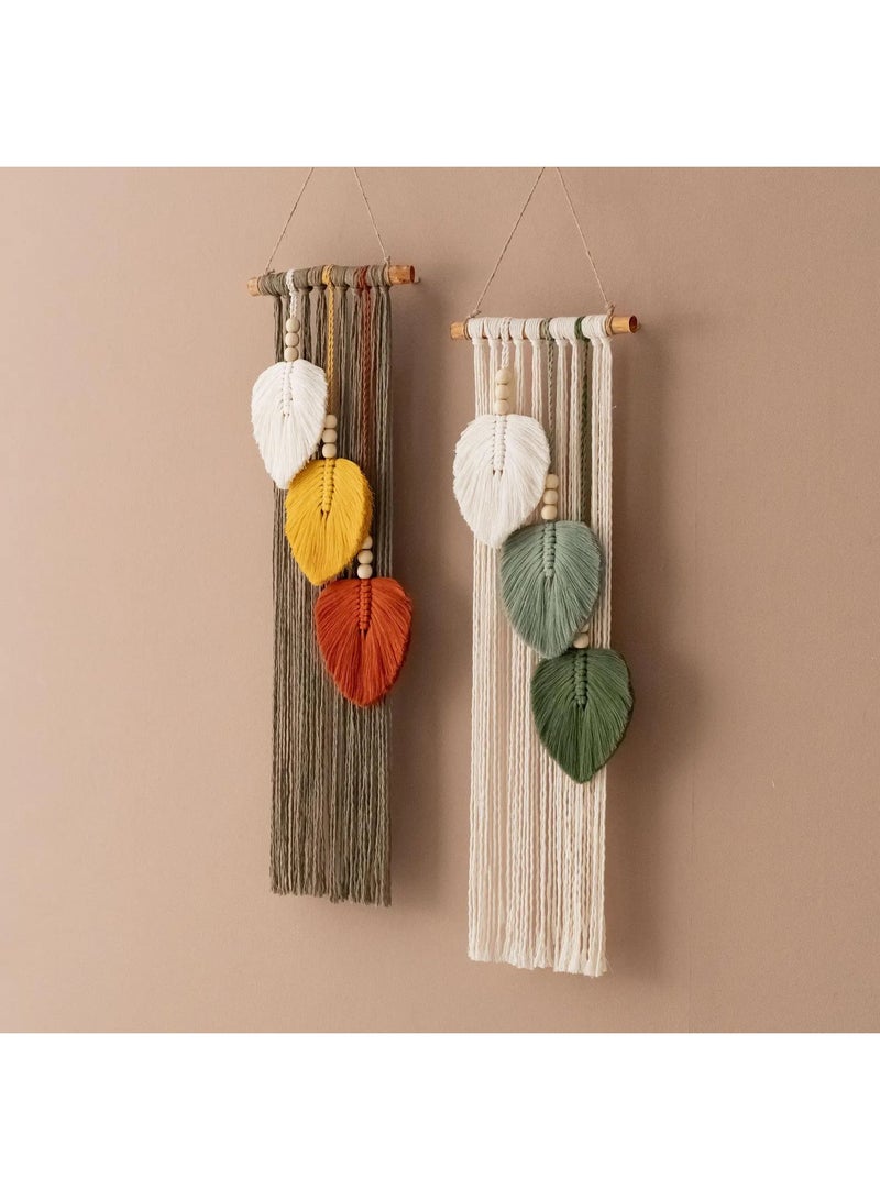 انتيكيانو تعليقة جدارية على شكل أوراق، ديكور لغرفة المعيشة، فن جداري عصري، هدايا منزلية بوهيمية، فن الأوراق، مكرمية بوهيمية، فن جداري نباتي، ديكور بوهيمي عصري - Image 1