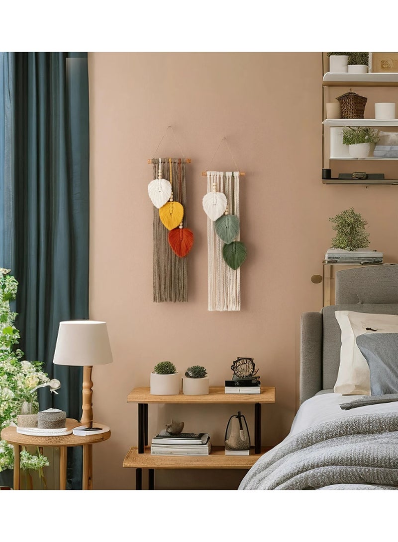 انتيكيانو تعليقة جدارية على شكل أوراق، ديكور لغرفة المعيشة، فن جداري عصري، هدايا منزلية بوهيمية، فن الأوراق، مكرمية بوهيمية، فن جداري نباتي، ديكور بوهيمي عصري - Image 2