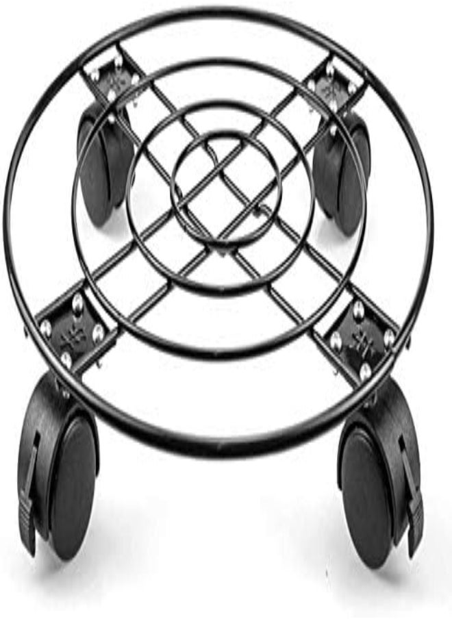 AKDC AKDC 2 Pack  Heavy Duty Iron Potted Plant Stand With Lockable Caster Wheels, Outdoor Caddy Indoor Plant Dolly, Black  - Image 2