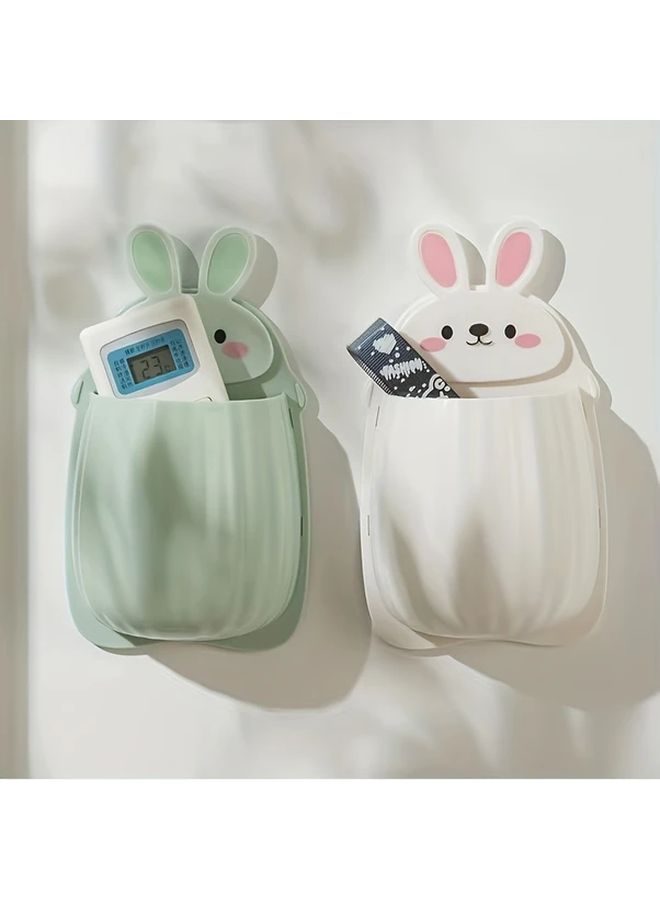 Green Rabbit Shaped Wall Mounted Toothbrush And Toothpaste Holder Space Saving Bathroom Accessory - Image 4