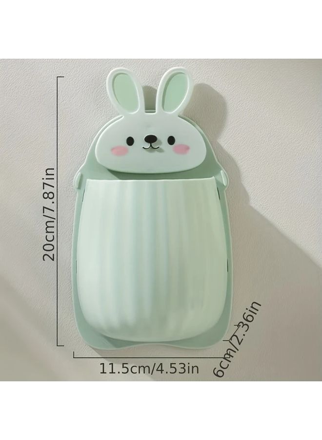 Green Rabbit Shaped Wall Mounted Toothbrush And Toothpaste Holder Space Saving Bathroom Accessory - Image 3