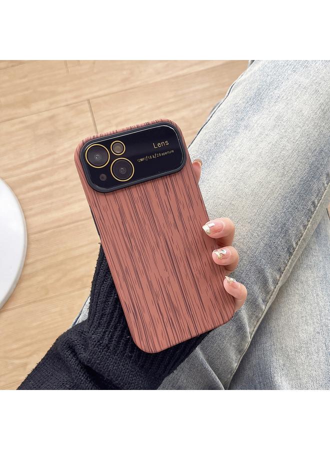 اس-توب جراب لهاتف iPhone 14 مصنوع من مادة TPU ذات حبيبات خشبية مع غشاء عدسة - Image 1