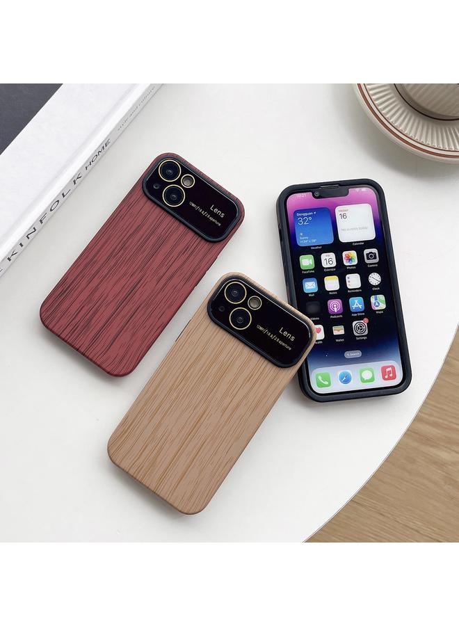 اس-توب جراب لهاتف iPhone 14 مصنوع من مادة TPU ذات حبيبات خشبية مع غشاء عدسة - Image 3
