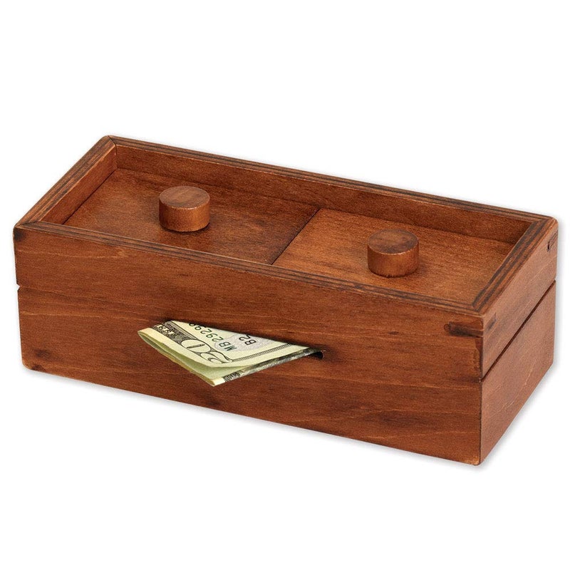 Bits and Pieces Bits and Pieces  Secret Money Box IV Red Brainteaser  Wooden Puzzle Gift Box  Secret Compartment Brain Game 
