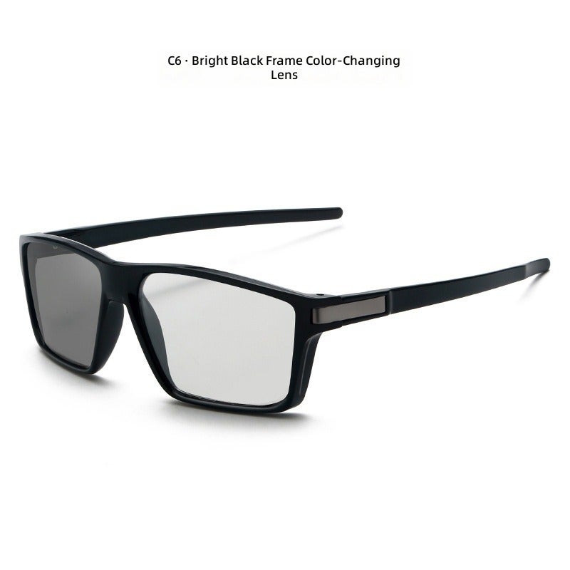 GREY JACK Polarized Sunglasses for Men - UV400 Protection, Square Frame, Driving & Outdoor Sports - Glossy Black Frame with Photochromic Lenses
