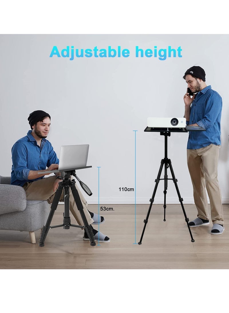 ELTRAZONE Projector Tripod Stand Universal Laptop Floor Holder Height Adjustable 53-110cm Foldable Projector Telescopic Support with 360 Rotating Enlarged Tray for Office Home Stage Studio Outdoor - Image 3