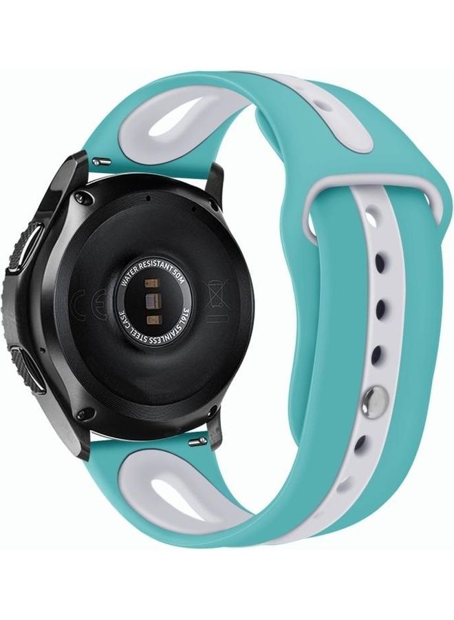 NIBEMINENT Two-Tone Silicone Replacement Band For Samsung Galaxy Watch 46mm Green/White - Image 1