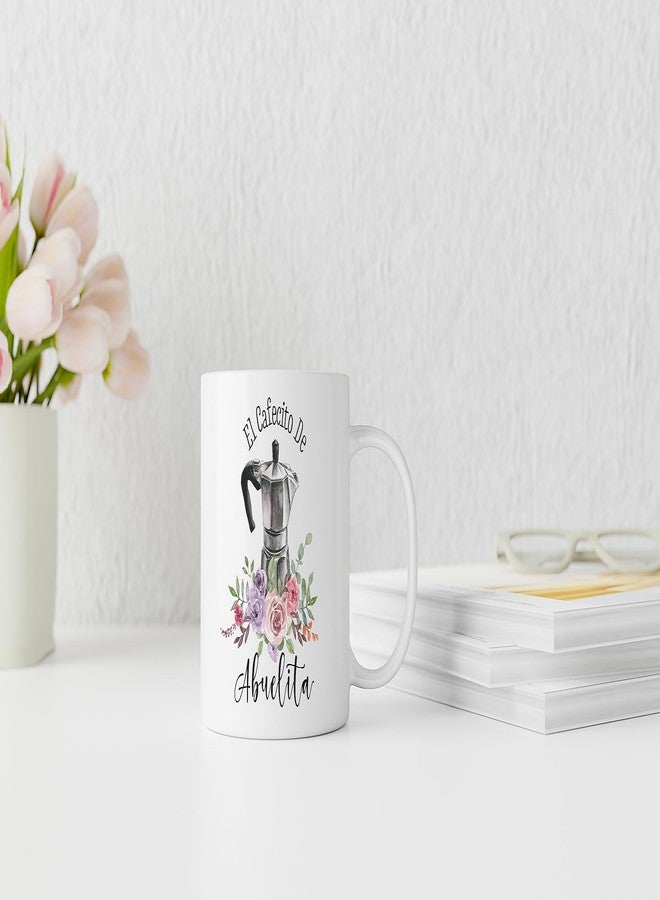QASHWEY Grandma Coffee Mugs, Abuelita Gifts, Grandma Gifts, Abuelita Grandma Mug Coffee Tea Cup Gifts for Grandma Spanish Abuelita, El Cafecito De Abuelita Coffee Cups Ceramic 11oz - Image 3
