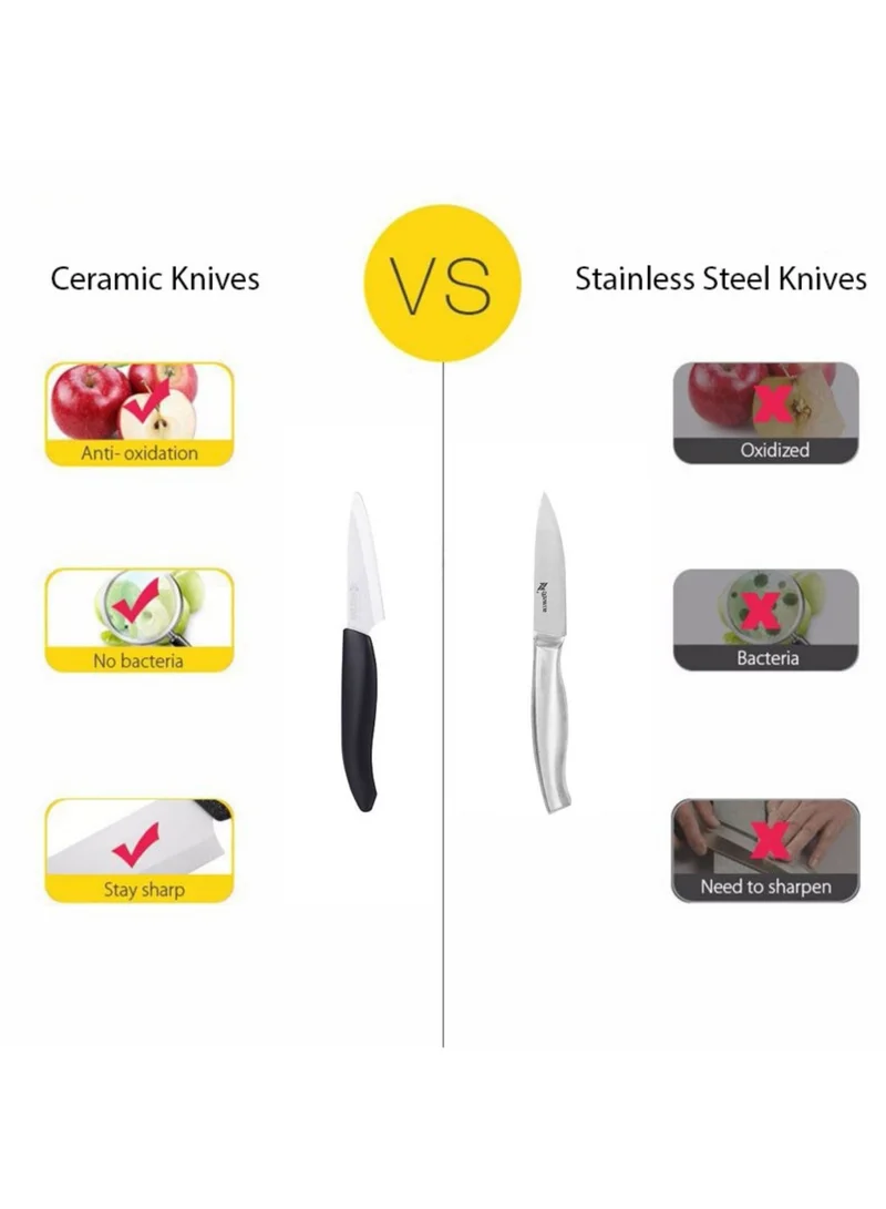 Kyocera Advanced Ceramics Kyocera Black Ceramic Chefs Santoku Utility Knife 2 Piece Knife Set For Kitchen