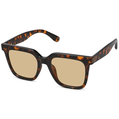 Fozono Large Square Sunglasses Trendy Polarized Sunglasses for Women Men Classic Retro Style UV400 Protection - Image 1