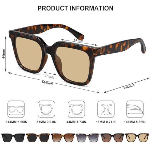 Fozono Large Square Sunglasses Trendy Polarized Sunglasses for Women Men Classic Retro Style UV400 Protection - Image 4