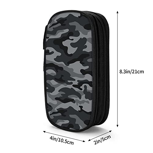 Perinsto Army Camouflage Pencil Case Big Capacity Multi Compartment Stationery Box Black And Grey Camo Pencil Pouch Holder Desk Organizer For School Office Home, Black - Image 3