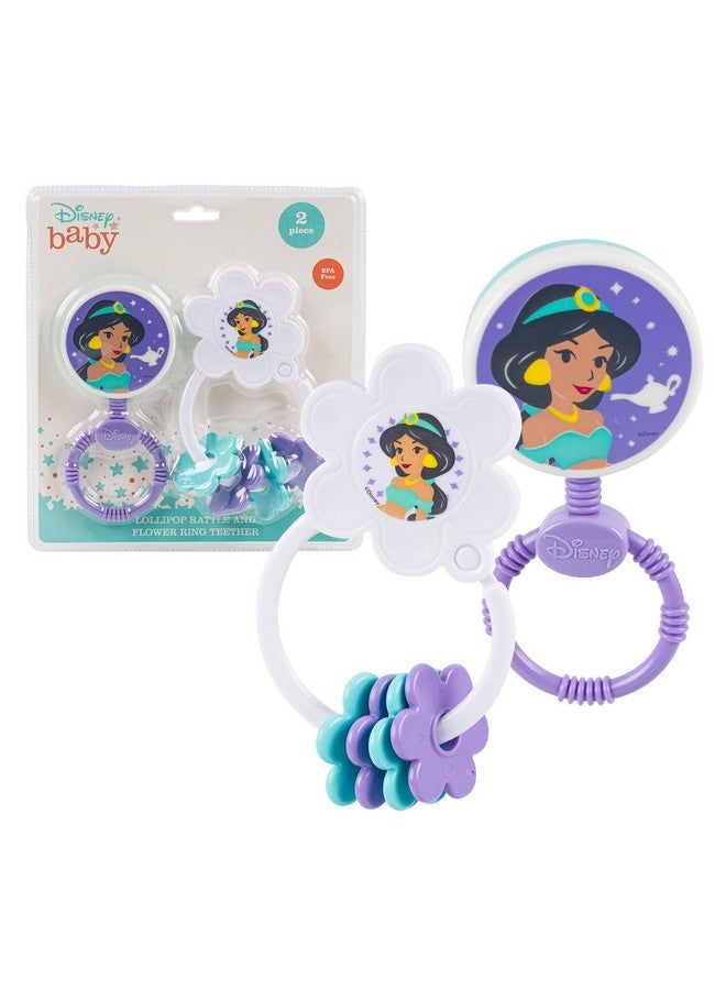 Disney طقم هدايا بيبي من ديزني برينسيس، هدايا حفلات استقبال المواليد للبنات محايدة - 8 قطع من أساسيات المواليد مع جرس، زجاجة، مصاصة، ملصقات ألبوم قصاصات، والمزيد - Image 2