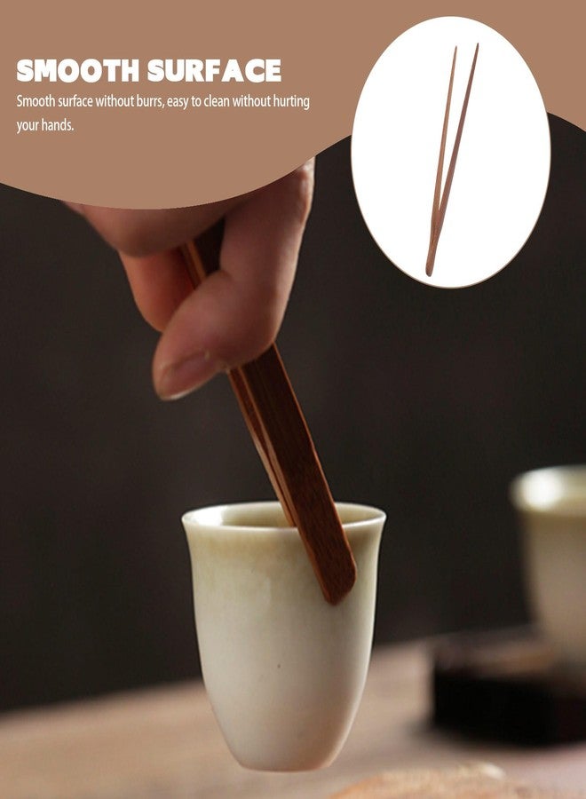 SHOWERORO Bamboo Tea Ceremony Clip 7.48 Inch Wooden Kitchen Tongs Food Serving Cooking Utensils for Bbq Tea Fruit Bread - Image 4