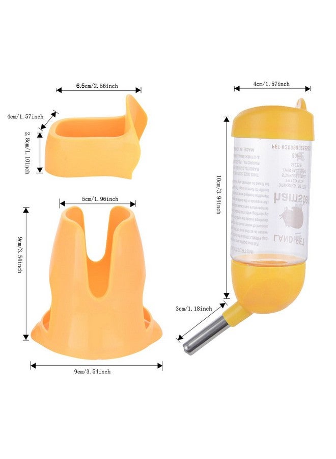 Hamster Automatic Water Bottle Drinking Feeder Dispenser Bottle 80ML with Food Feeder Station bowl Pet Container for Small Animals(Yellow) - Image 4