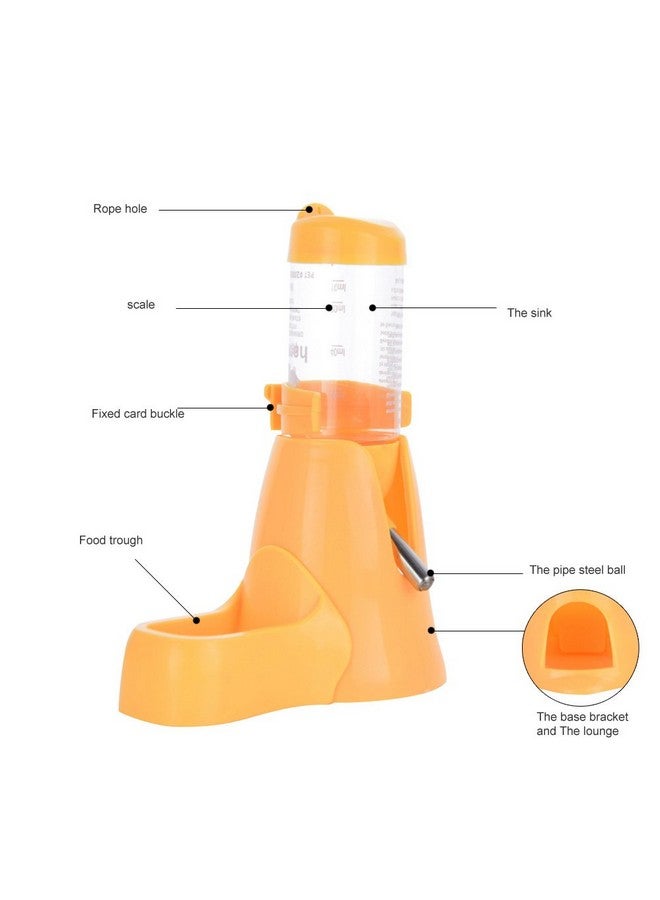 Hamster Automatic Water Bottle Drinking Feeder Dispenser Bottle 80ML with Food Feeder Station bowl Pet Container for Small Animals(Yellow) - Image 3