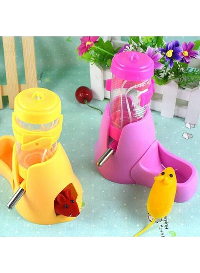 Hamster Automatic Water Bottle Drinking Feeder Dispenser Bottle 80ML with Food Feeder Station bowl Pet Container for Small Animals(Yellow) - Image 5