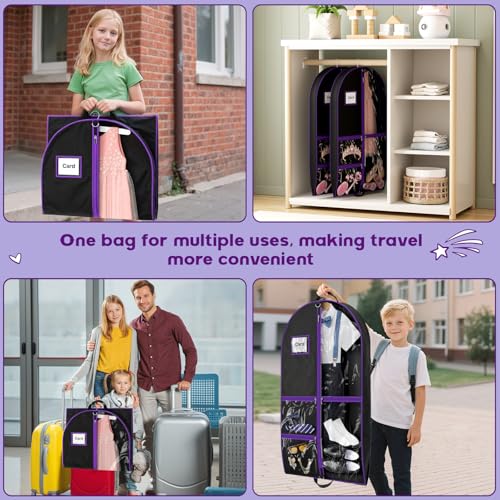 Hopack Dance Garment Bags for Dancers, 40" Garment Bags for Hanging Clothes with 3 Clear Zipper Pockets, Cheer Uniform Garment Bag for Suits, Travel & Sports Jersey, Cheer Uniform (Purple, 1Pack 40") - Image 3