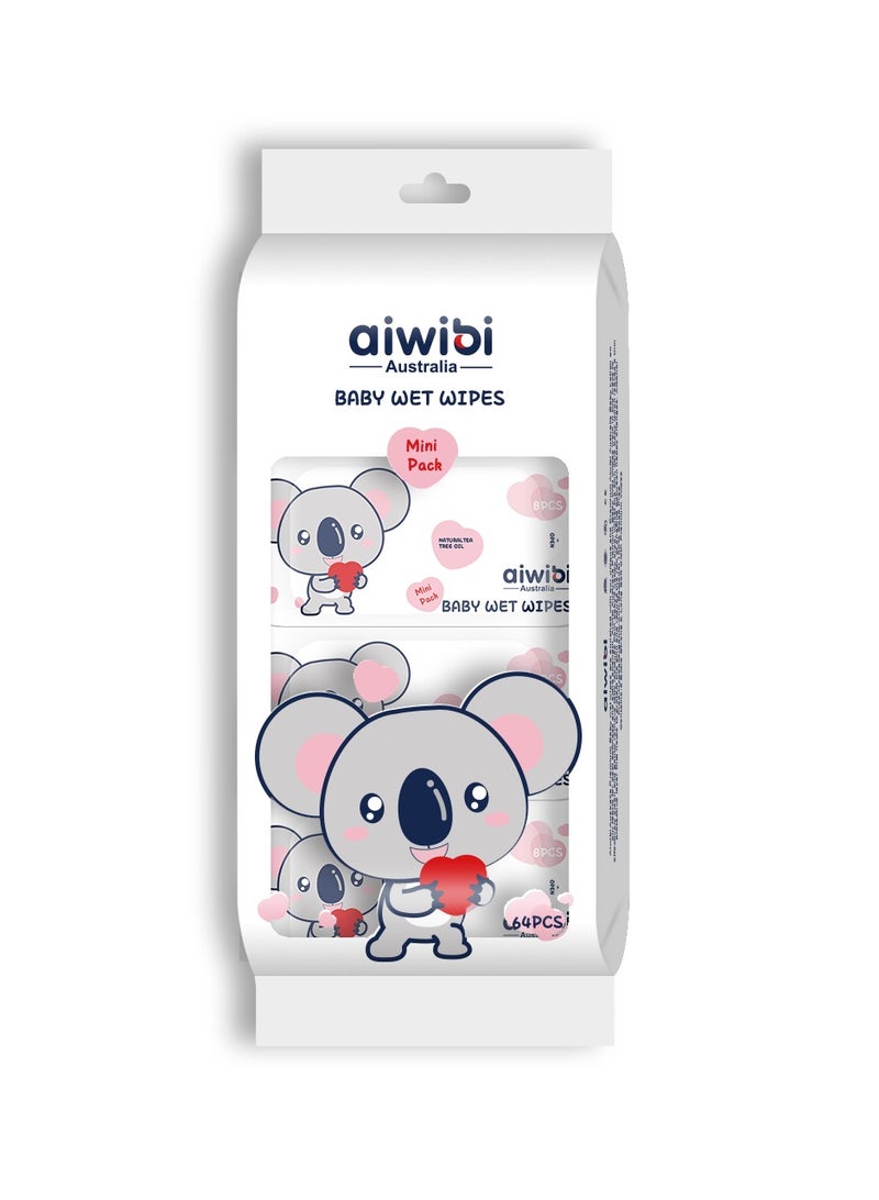Aiwibi Mini Baby Wet Wipes Pack of 8x8 Pack of 3 - Image 2