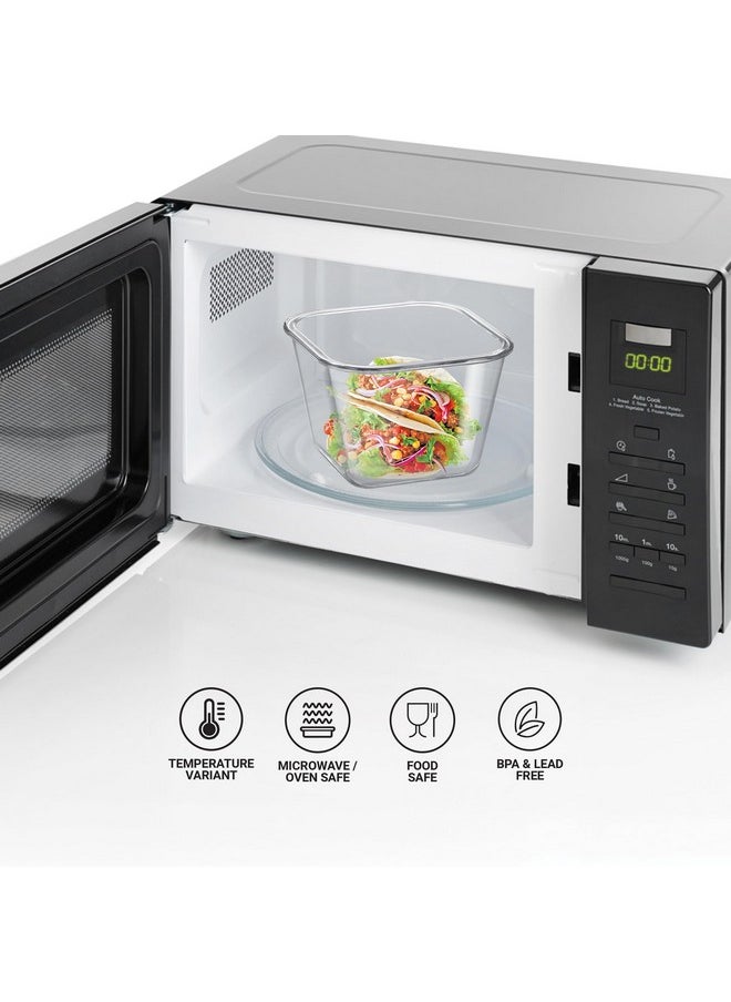 TREO - Treo by Milton Hi Borosilicate Clip Fresh Square Deep Container, Microwave Oven Safe, Glass Tiffin with Air Tight Lid, Multipurpose Storage Box, 2000 ml, Transparent, 1 Piece - Image 1
