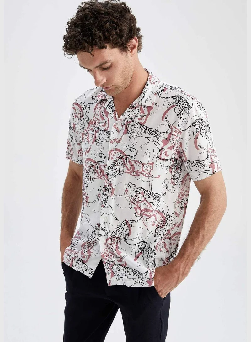 DeFacto Man Modern Fit Resort Neck Woven Short Sleeve Shirt